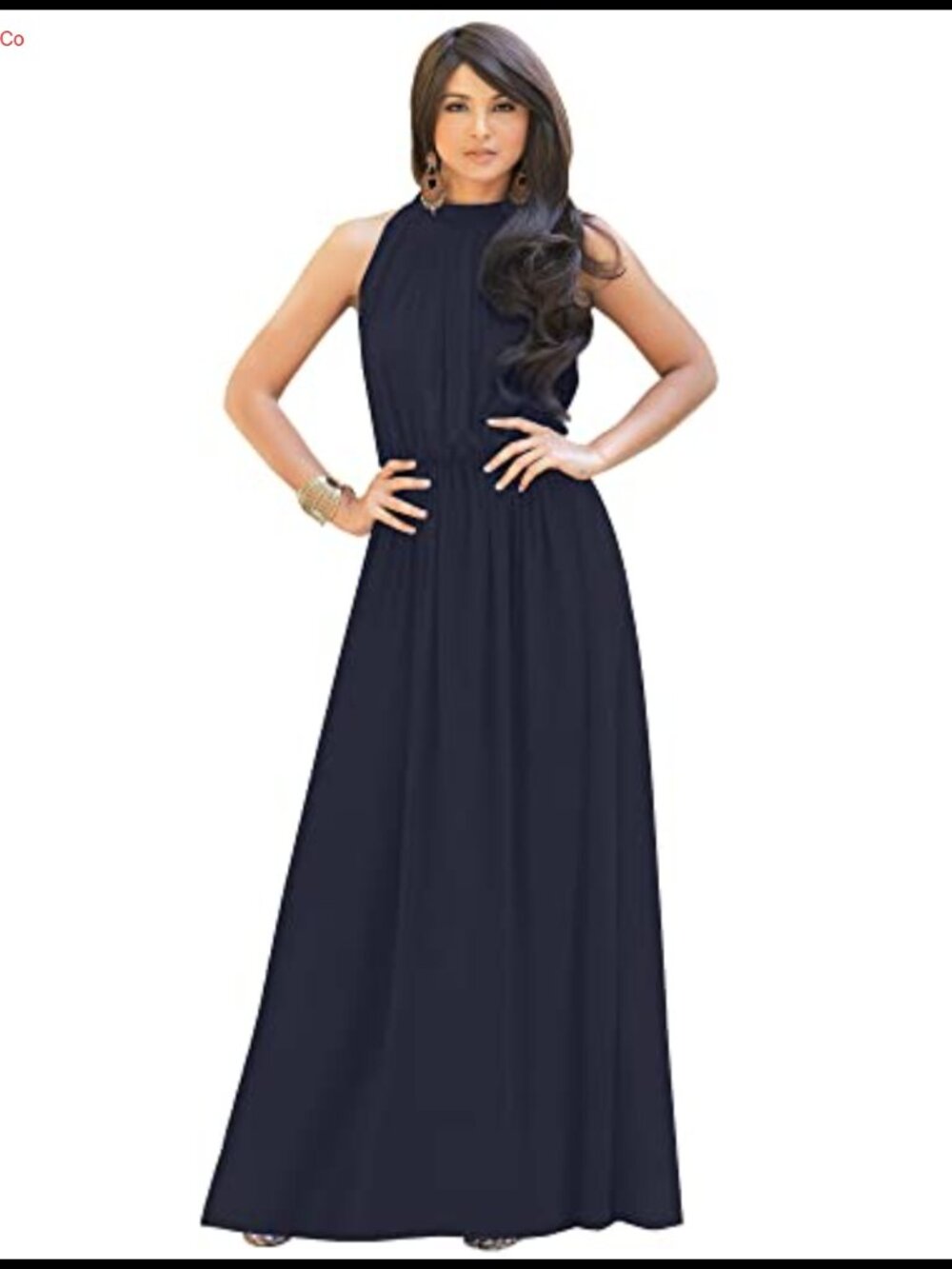 KOH KOH Womens Sleeveless Halter Maxi Dress Bridesmaid Wedding Guest